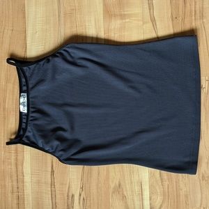 Bebe Sleeveless, Charcoal Grey Top w/ Black Velvet Trim Size S